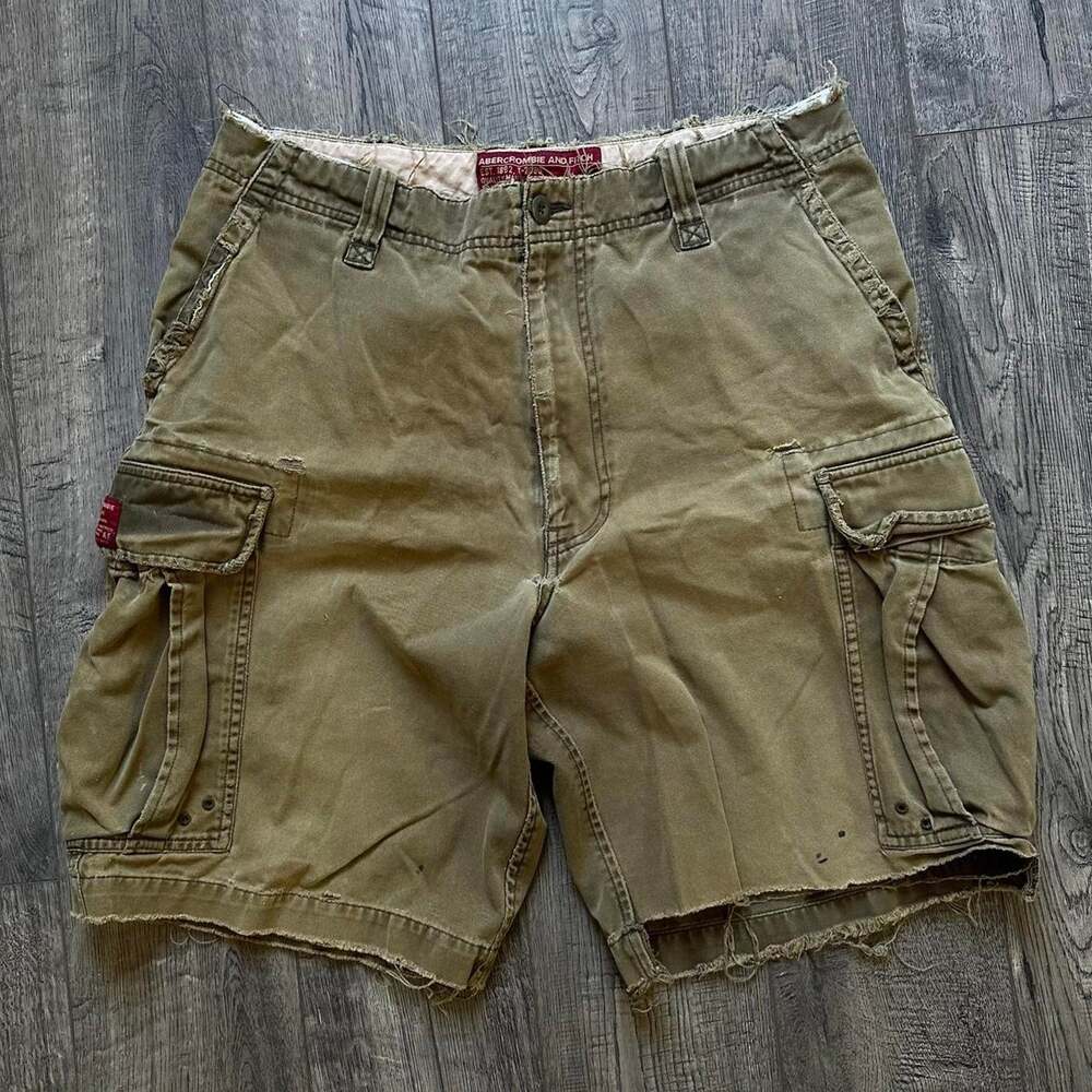 Vintage Y2K Thrashed Olive Cargo Preppy Abercrombie Cotton Shorts
